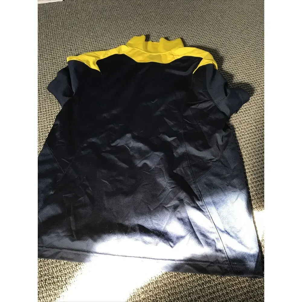 Michigan Wolverines Polo‎ Shirt Mens Large Blue Adidas Climalite Scorch Stretch
